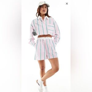 ASOS Cropped collared shirt with boxer SET